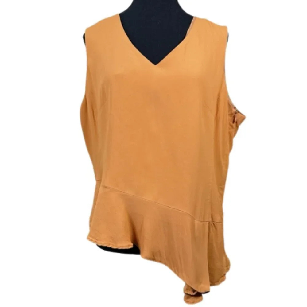 Jacques Vert Womens Size 16 Drape Asymmetric Sleeveless Blouse